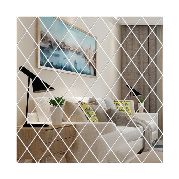 Diamonds and Triangles 3D Mirror Wall Sticker Set for DIY Home Decor