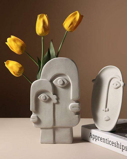 Abstract Beauty: Handcrafted Porcelain Vase with Geometric Charm