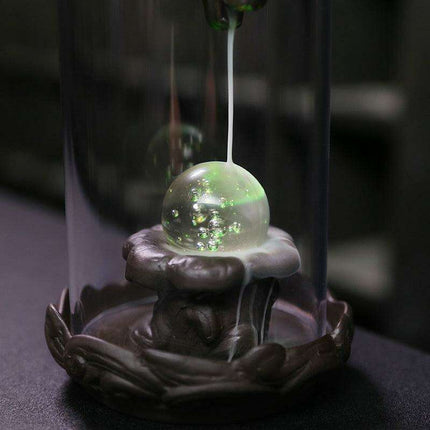 Enchanting Dragon LED Backflow Incense Fountain - Majestic Purple Sand with Protective Shield