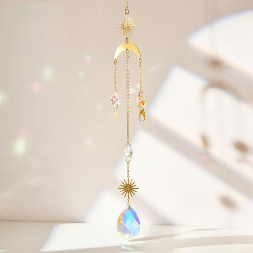 Gold Silver Series Moon Star Collection Light Ornaments Garden Decoration Crystal Pendant Sun Catcher Pendant eprolo
