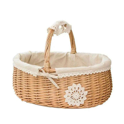 Eco-Chic Handcrafted Wicker Storage Basket with Washable Liner - Très Elite