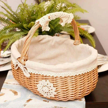 Eco-Chic Handcrafted Wicker Storage Basket with Washable Liner - Très Elite