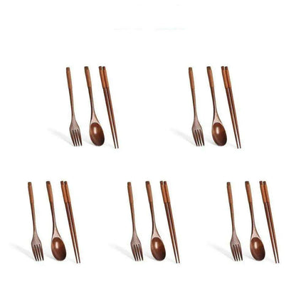 Eco-Chic Japanese Dining Set: Elegant Wooden Spoon & Chopsticks for Gourmet Experiences - Très Elite