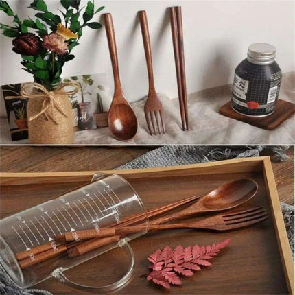 Eco-Chic Japanese Dining Set: Elegant Wooden Spoon & Chopsticks for Gourmet Experiences - Très Elite