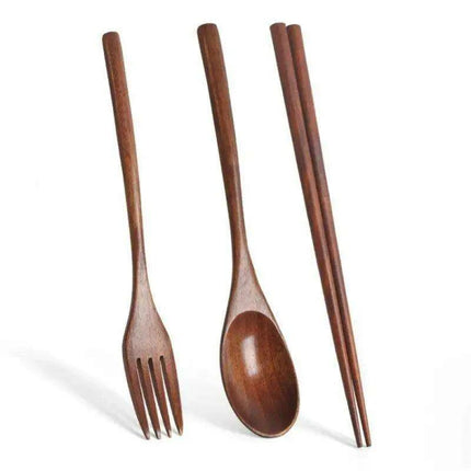 Eco-Chic Japanese Dining Set: Elegant Wooden Spoon & Chopsticks for Gourmet Experiences - Très Elite