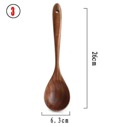 Eco-Conscious 7-Piece Teak Wood Kitchen Utensil Set - Stylish Cooking Essentials - Très Elite