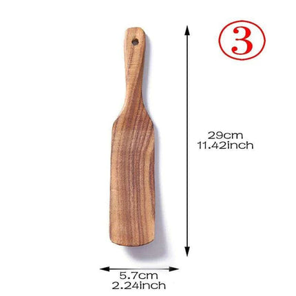 Eco-Conscious 7-Piece Teak Wood Kitchen Utensil Set - Stylish Cooking Essentials
