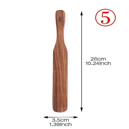 Eco-Conscious 7-Piece Teak Wood Kitchen Utensil Set - Stylish Cooking Essentials - Très Elite