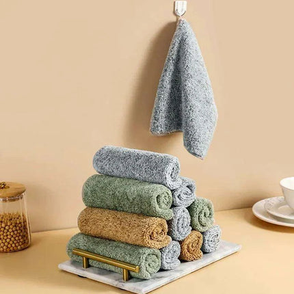 Eco-Conscious Bamboo Kitchen Towels Set - Essential Cleaning Accessories for a Green Home..