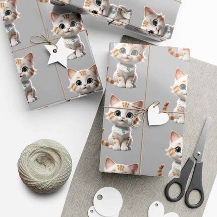 Eco-Conscious Cat Lover's Christmas Gift Wrap Set..