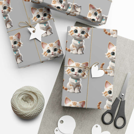 Eco-Conscious Cat Lover's Christmas Gift Wrap Set..
