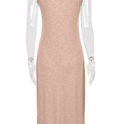 Eco-Conscious Vintage Halter Neck Summer Dress with Elegant Flair - Très Elite