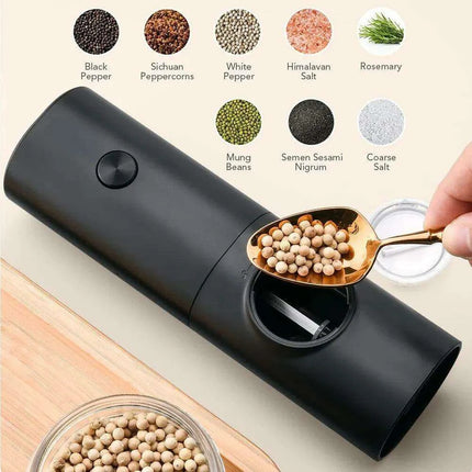 Eco-Friendly Automatic Electric Salt and Pepper Grinder Set - Refillable Battery-Powered Mills - Très Elite