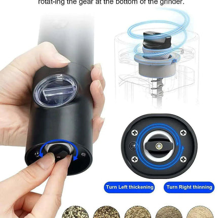 Eco-Friendly Automatic Electric Salt and Pepper Grinder Set - Refillable Battery-Powered Mills - Très Elite