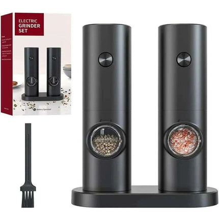 Eco-Friendly Automatic Electric Salt and Pepper Grinder Set - Refillable Battery-Powered Mills - Très Elite