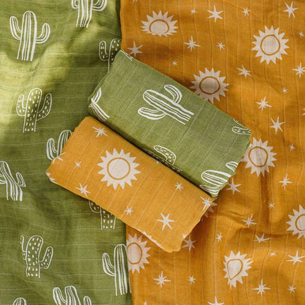 Eco-Friendly Bamboo Cotton Muslin Baby Swaddle and Wrap Set - Très Elite