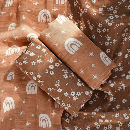 Eco-Friendly Bamboo Cotton Muslin Baby Swaddle and Wrap Set - Très Elite