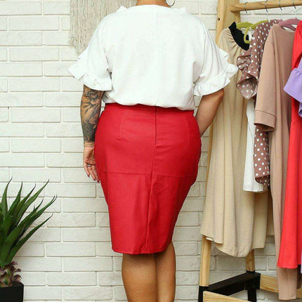 Eco-Friendly Curvy Pencil Skirt with Zipper Detail - Très Elite