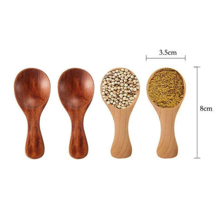 Eco-Friendly Mini Wooden Spice Spoons Bundle - Set of 4 - Très Elite