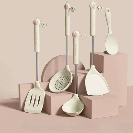Eco-Friendly Silicone Cooking Utensil Set with Unique Subnets Design - Durable Kitchen Essentials - Très Elite