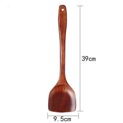 Eco-Friendly Sumac Bark Kitchen Utensils Set with Extended Spatula and Heat-Resistant Rice Scoop - Très Elite