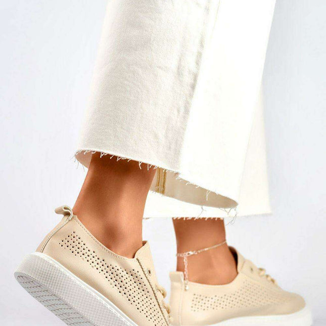 Eco-Friendly White Leather Sneakers with Platform