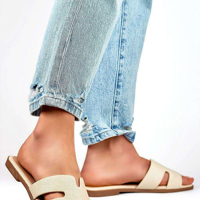 Eco-Friendly White Leather Summer Flip-flops