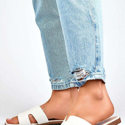 Eco-Friendly White Leather Summer Flip-flops