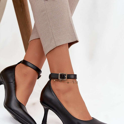 Eco Leather Pointed Toe Pumps with Adjustable Strap – 7cm Slim Heel - Très Elite