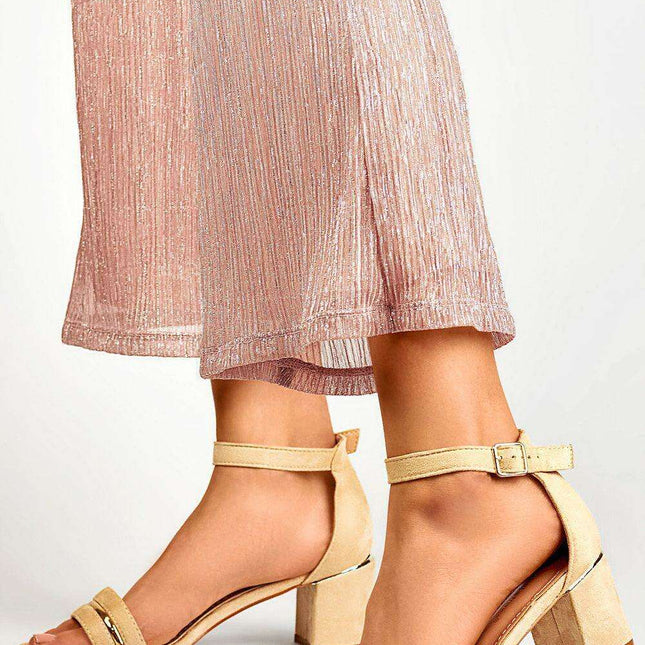 Eco-Suede Block Heel Sandals - Stylish Comfort for Fashionable Women