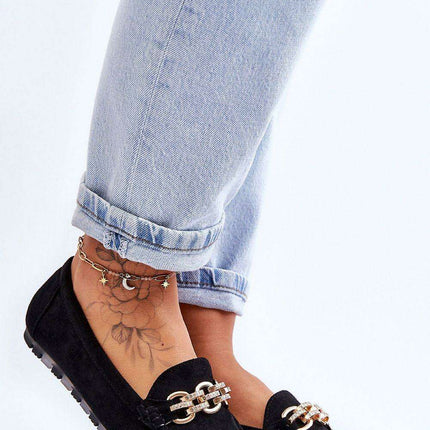 Eco-Suede Women's Moccasins with Rhinestone Detail - Model 180112 - Très Elite