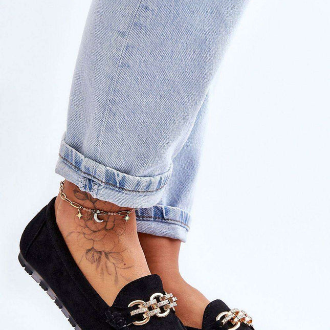 Eco-Suede Women's Moccasins with Rhinestone Detail - Model 180112