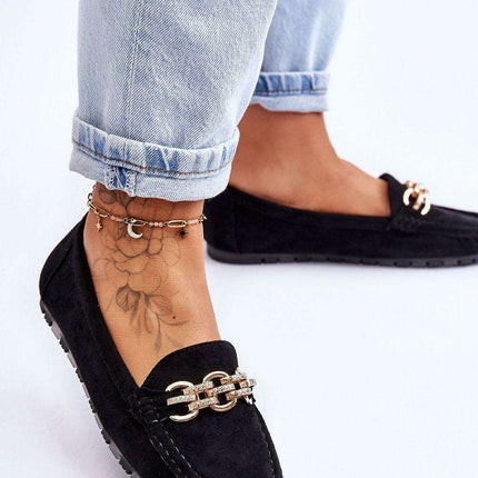 Eco-Suede Women's Moccasins with Rhinestone Detail - Model 180112 - Très Elite
