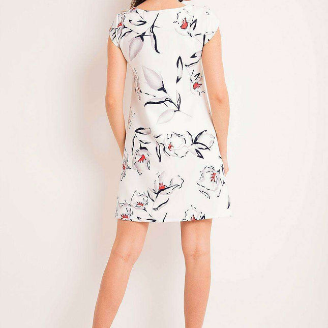 Ecru Floral Short Sleeve Day Dress: Your Chic Wardrobe Essential