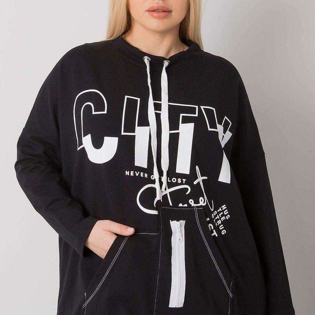 Ecru Plus Size Relaxed Fit Sweatshirt with Convenient Pockets