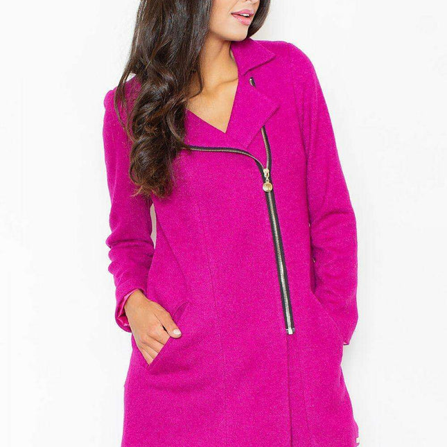 Edgy Gold-Zippered Chic Short Coat - Stylish All-Season Essential