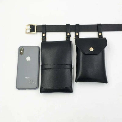 Edgy Women's PU Leather Belt and Crossbody Bag Set for Trendsetters - Très Elite