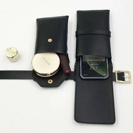 Edgy Women's PU Leather Belt and Crossbody Bag Set for Trendsetters - Très Elite