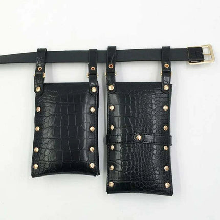 Edgy Women's PU Leather Belt and Crossbody Bag Set for Trendsetters - Très Elite