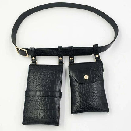 Edgy Women's PU Leather Belt and Crossbody Bag Set for Trendsetters - Très Elite