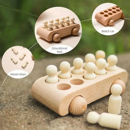 Educational Wooden Train Set for Babies - Montessori-Inspired Learning Toy with Trolley and Number Blocks - Très Elite