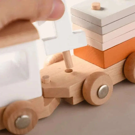 Educational Wooden Train Set for Babies - Montessori-Inspired Learning Toy with Trolley and Number Blocks - Très Elite