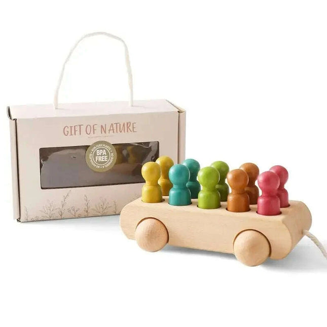 Educational Wooden Train Set for Babies - Montessori-Inspired Learning Toy with Trolley and Number Blocks