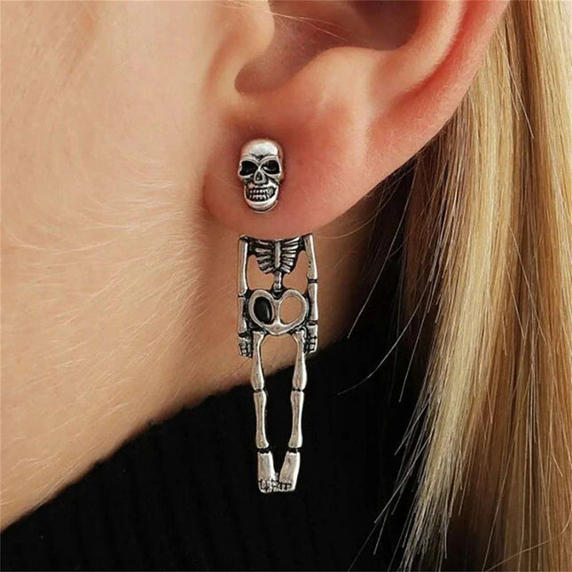 Eerie Elegance Skull Dangle Earrings - Ideal Gothic Accessory for Halloween and All-Year Wear