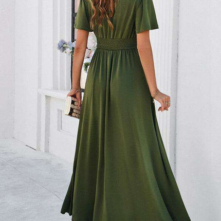 Effortless Chic V-Neck Maxi Dress - Elegant Style for Every Occasion - Très Elite
