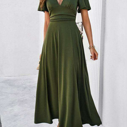 Effortless Chic V-Neck Maxi Dress - Elegant Style for Every Occasion - Très Elite