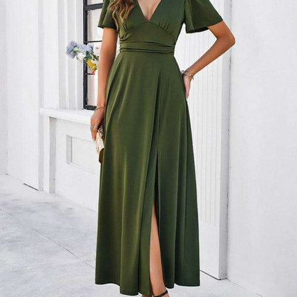 Effortless Chic V-Neck Maxi Dress - Elegant Style for Every Occasion - Très Elite