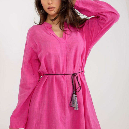 Effortless Elegance Cotton Dress with Customizable Sleeves and Drawstring Waist - Très Elite