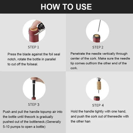 Effortless Wine Uncorking Air Pressure Corkscrew Set - Très Elite