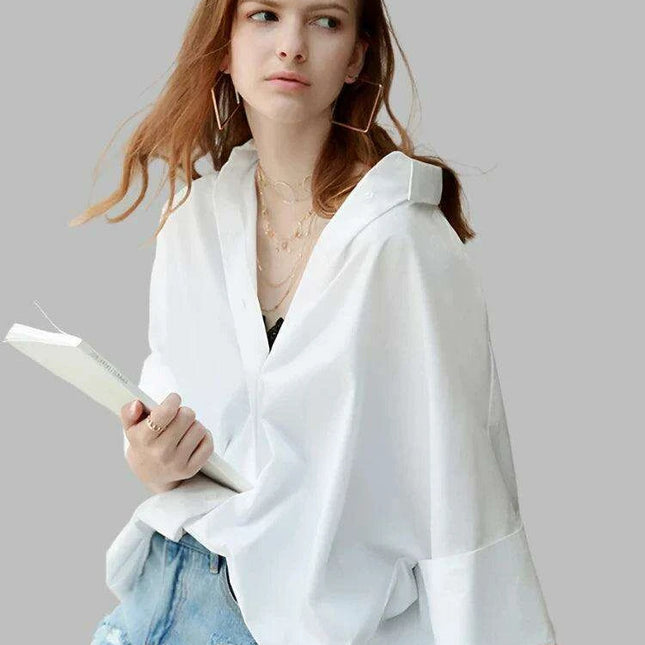 Effortlessly Chic Oversized Cotton Blouse for Women - 2024 Summer Collection in 4 Stylish Shades